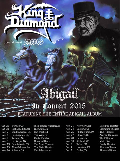 Thrash Legends EXODUS to Support KING DIAMOND on Upcoming “Abigail In Concert 2015” U.S.&nbsp;Tour