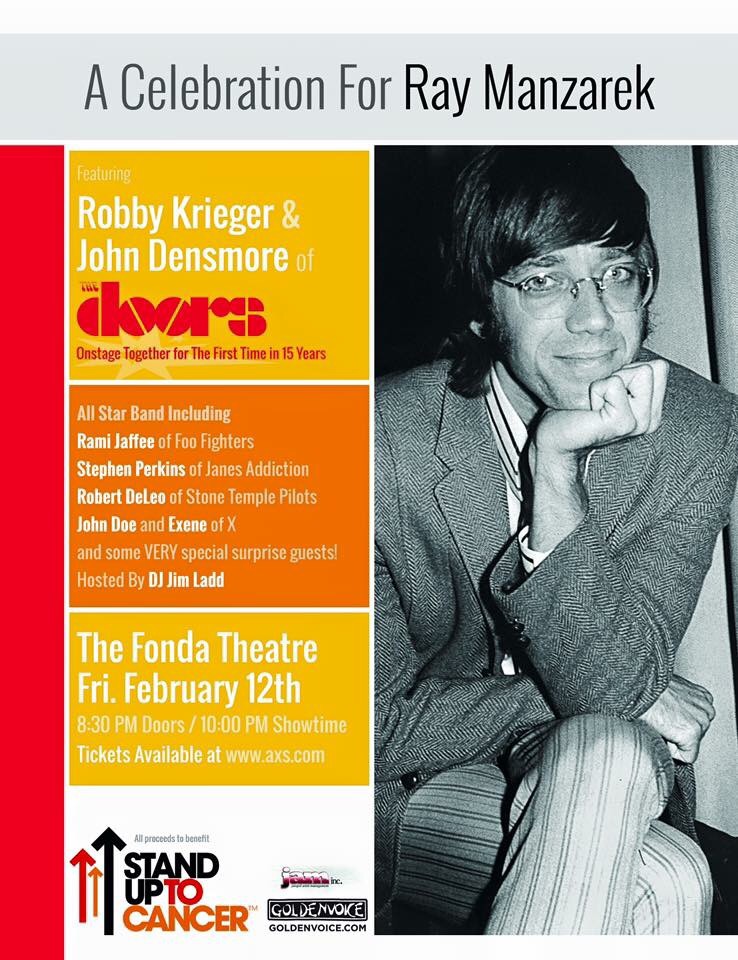 THE DOORS’ Robby Krieger & John Densmore To Honor Ray Manzarek:  ‘A Celebration For Ray Manzarek’ To Take Place on Friday, February 12 at The Fonda&nbsp;Theatre