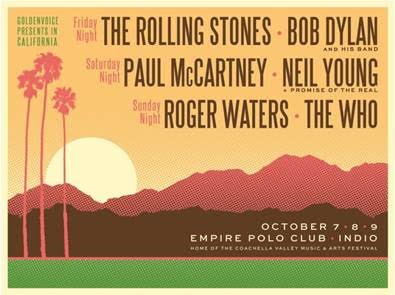 THE ROLLING STONES, BOB DYLAN, PAUL McCARTNEY, NEIL YOUNG, ROGER WATERS, THE WHO to Perform at EMPIRE POLO CLUB IN&nbsp;OCTOBER