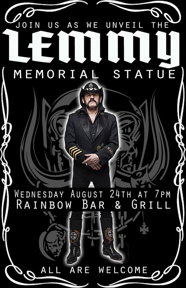 LEMMY MEMORIAL STATUE To Be Unveiled Wednesday August 24 at 7PM at RAINBOW BAR and&nbsp;GRILL