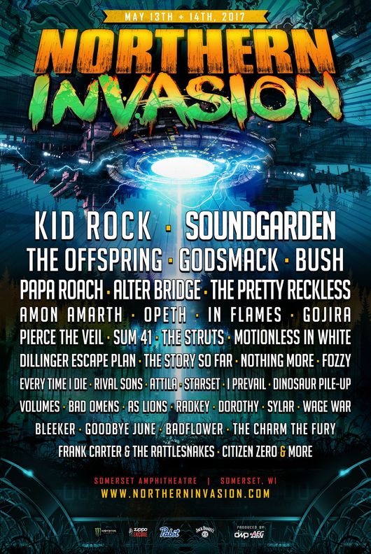 Soundgarden And Kid Rock Headline The Third Annual Northern Invasion, Saturday, May 13 and Sunday, May 14 at Somerset Amphitheater In Somerset,&nbsp;WI.