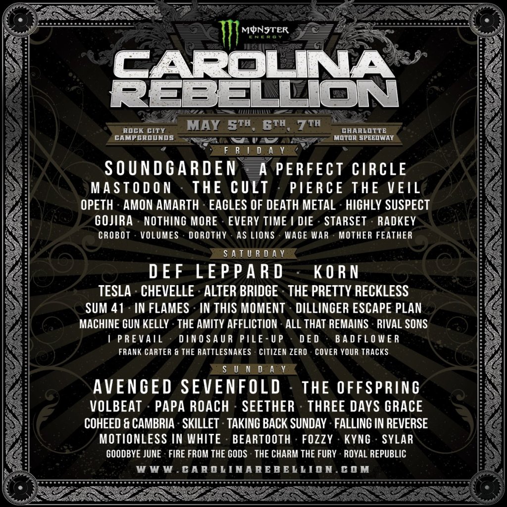 SOUNDGARDEN, DEF LEPPARD AND AVENGED SEVENFOLD TO LEAD MONSTER ENERGY CAROLINA&nbsp;REBELLION