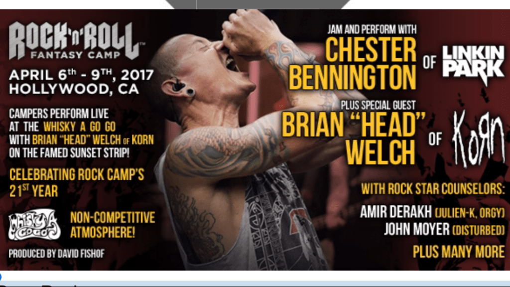 CHESTER BENNINGTON of LINKIN PARK and BRIAN “HEAD” WELCH of KORN coming to Rock and Roll Fantasy&nbsp;Camp