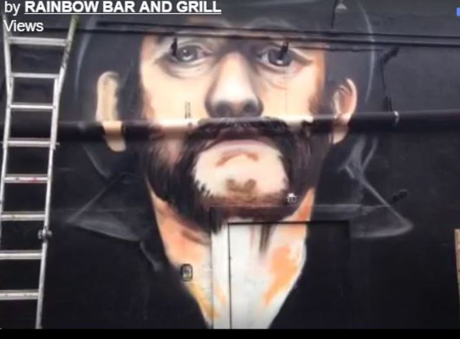 RAINBOW BAR and GRILL Live Stream Video Footage of Lemmy Mural Creation by JULES MUCK for “Lemmy’s Lounge”