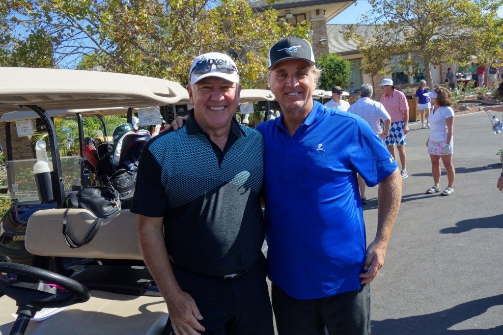 PATRICK WARBURTON ALEX LIFESON ROBBY KRIEGER JASON SCHEFF JOHN O’HURLEY DANNY SERAPHINE ED ROTH Jamming at Medlock Krieger Golf Tournament Moorpark to benefit ST JUDE CHILDREN’S HOSPITAL