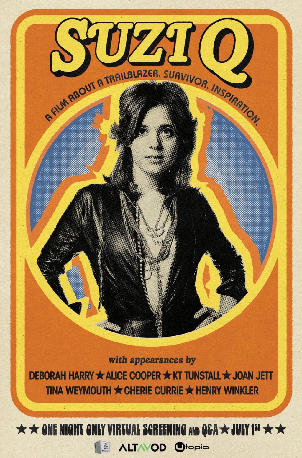 New Trailer Revealed for Suzi Quatro documentary “Suzi Q” featuring Debbie Harry, Alice Cooper and more, plusVirtual Event, Q&A, VOD and DVD&nbsp;info