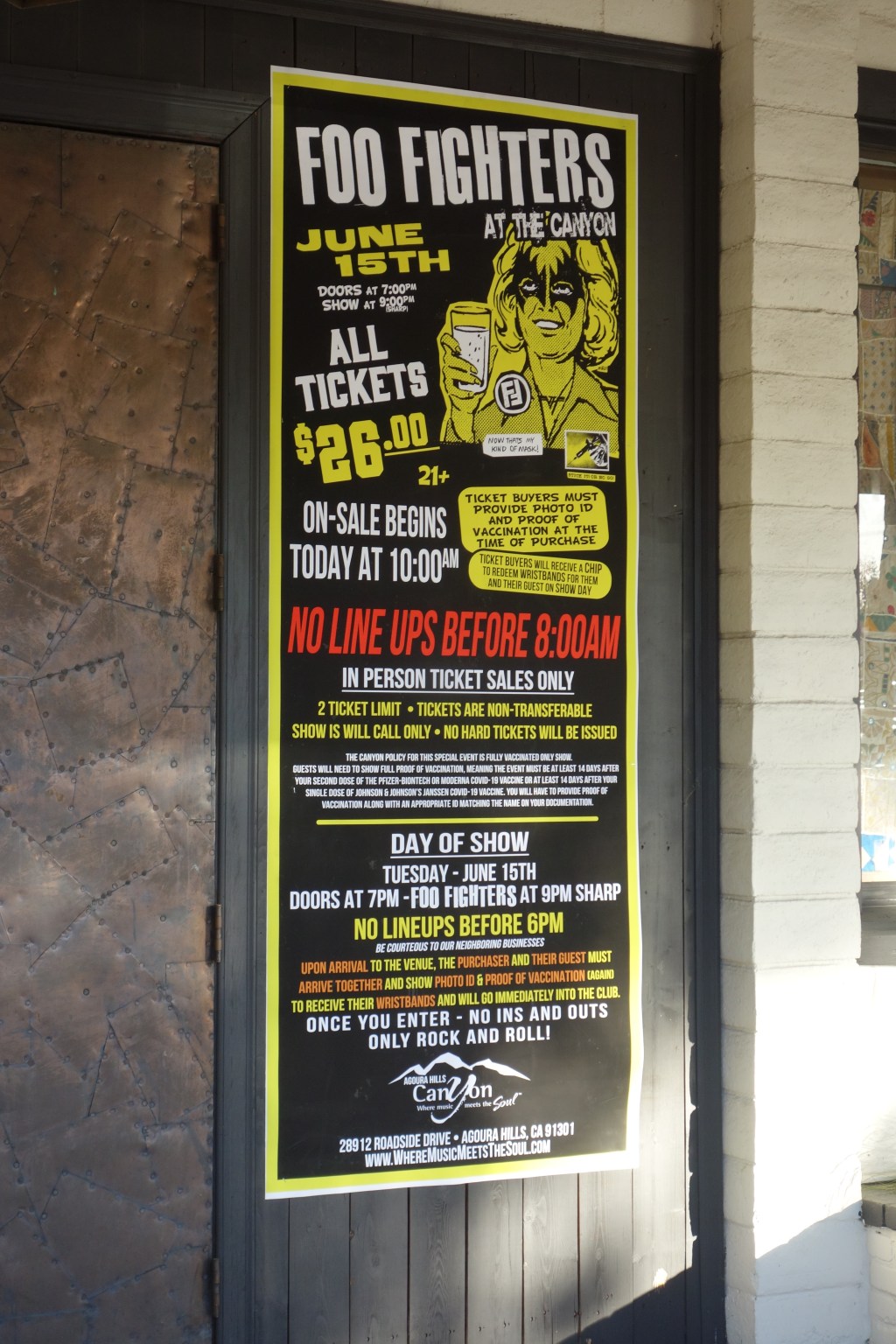 FOO FIGHTERS WARM UP SHOW ONSALE MORNING at THE CANYON CLUB AGOURA&nbsp;6/13/2021