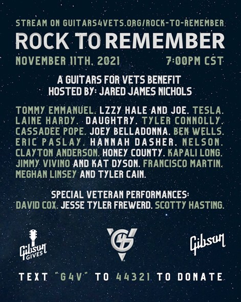 “Rock To Remember” Virtual Benefit Concert Streaming on Veteran’s Day, Today, Thursday, November 11 at 7:00p CT/8:00p ET/5:00p&nbsp;PT