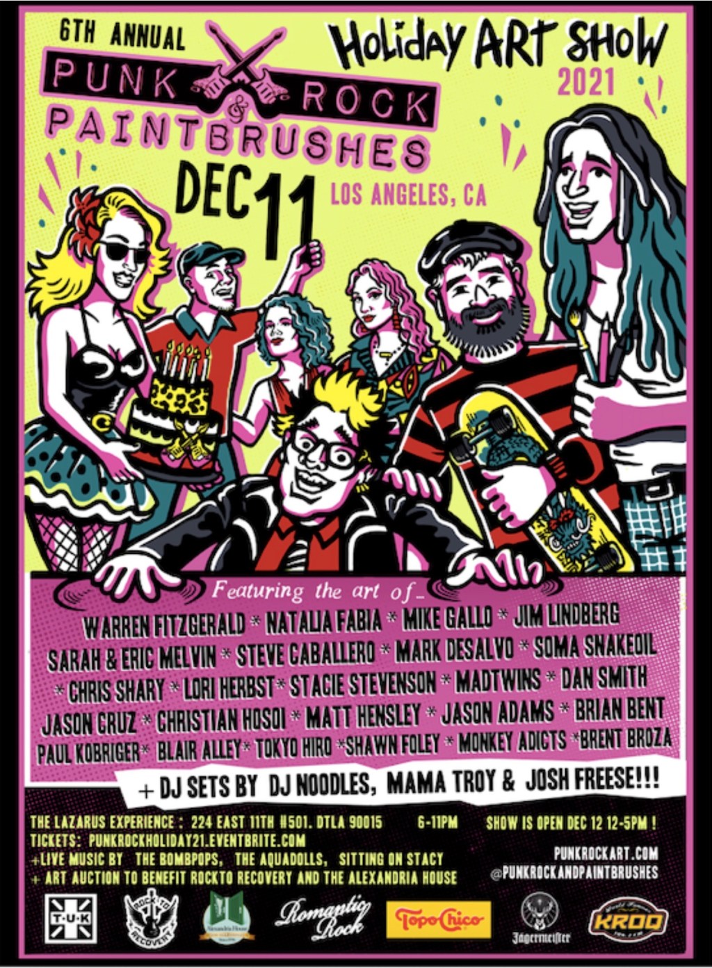 Punk Rock & Paintbrushes Holiday Art Show in Los Angeles December 11 with DJ sets by Noodles and Josh&nbsp;Freese
