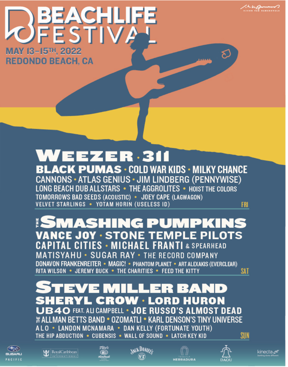BeachLife Festival announces massive lineup for 2022 with Weezer, The Smashing Pumpkins, Steve Miller Band, 311, Sheryl Crow and&nbsp;more