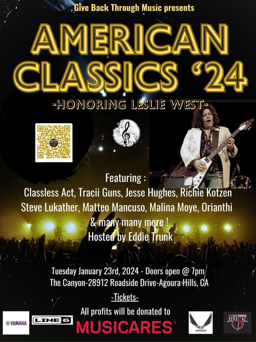 Updates to inaugural American Classics all star charity for MusiCares honoring Leslie&nbsp;West